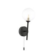 refined matt black wall light with clear hammered glass - Stillorgan Decor image