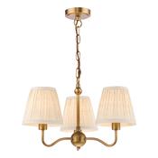 elegant antique bronze three light pendant with natural linen pleated shades - Stillorgan Decor image