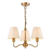 elegant antique bronze three light pendant with natural linen hardback shades - Stillorgan Decor image