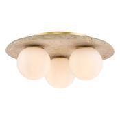 refined travertine three light bathroom ceiling light with opal glass – ip44 - Stillorgan Decor image
