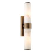 elegant antique bronze two light bathroom wall light with natural alabaster – ip44 - Stillorgan Decor image