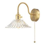 exquisite wall light natural brass and clear flared glass shade - Stillorgan Decor