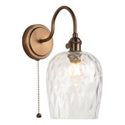 striking antique bronze wall light with clear dimpled glass shade - Stillorgan Decor image
