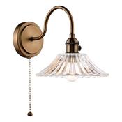 sculptural antique bronze wall light with clear fluted glass shade - Stillorgan Decor image