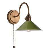 striking antique bronze wall light with olive green metal shade - Stillorgan Decor image