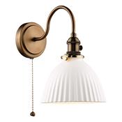 elegant antique bronze wall light with white domed ceramic shade - Stillorgan Decor image