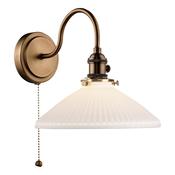 refined antique bronze wall light with white ridged ceramic shade - Stillorgan Decor image