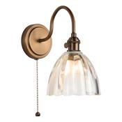 timeless antique bronze wall light with clear scalloped glass shade - Stillorgan Decor image