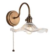 sculptural antique bronze wall light with clear wavy glass shade - Stillorgan Decor image