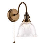 timeless antique bronze wall light with clear ribbed glass shade - Stillorgan Decor image