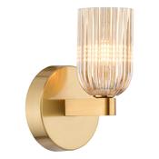 glamorous antique gold bathroom wall light with amber ribbed glass – ip44 - Stillorgan Decor