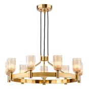 statement antique gold nine light pendant with amber ribbed glass - Stillorgan Decor image