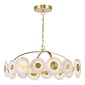statement matt brass LED pendant with real alabaster discs - Stillorgan Decor image