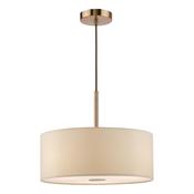 elegant antique bronze three light pendant with ecru faux silk drum shade – 40cm - Stillorgan Decor image