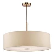 elegant antique bronze three light pendant with ecru faux silk drum shade – 60cm - Stillorgan Decor image