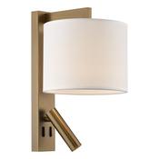 versatile antique bronze wall light with ivory shade and LED reading light - Stillorgan Decor image