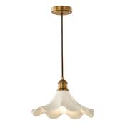 timeless antique bronze pendant with cream fluted ceramic shade - Stillorgan Decor image