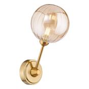 refined antique gold wall light with amber ribbed glass - Stillorgan Decor image