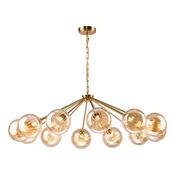 grand antique gold twelve light pendant with amber ribbed glass - Stillorgan Decor image