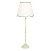 natural matt green table lamp with scalloped linen shade - Stillorgan Decor image