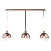 statement satin bronze three light bar pendant with bronze ombre glass - Stillorgan Decor image