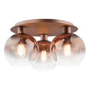 refined satin bronze three light flush ceiling light with bronze ombre glass - Stillorgan Decor image