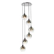 striking matt black six light cluster pendant with smoked ombre glass - Stillorgan Decor image