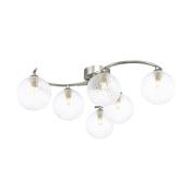 statement polished chrome six light semi flush ceiling light with hammered clear glass - Stillorgan Decor image