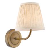 refined antique bronze rechargeable led wall light with pleated linen shade - Stillorgan Decor image