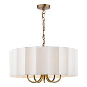 elegant antique bronze five light pendant with ivory linen scalloped shade - Stillorgan Decor image