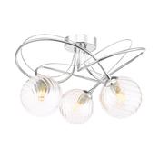 sculptural polished chrome three light semi flush ceiling light with twisted amber glass - Stillorgan Decor image