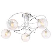 striking polished chrome five light semi flush ceiling light with amber glass - Stillorgan Decor image