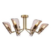striking antique bronze six light semi flush ceiling light with tea smoked glass - Stillorgan Decor image