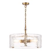 statement antique bronze three light pendant with textured glass - Stillorgan Decor image