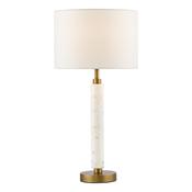 refined antique bronze and marble table lamp with ivory linen shade - Stillorgan Decor image