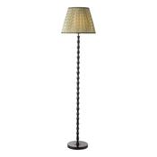 refined satin black floor lamp with natural shade - Stillorgan Decor image