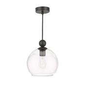 versatile matt black pendant with clear globe glass - Stillorgan Decor image
