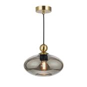 refined satin brass pendant with large oval smoked glass - Stillorgan Decor image