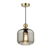 refined satin brass pendant with smoked lozenge glass - Stillorgan Decor image