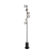 striking matt black six light floor lamp with smoked organic glass - Stillorgan Decor image