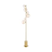 statement matt gold six light floor lamp with amber glass - Stillorgan Decor image