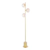 sculptural matt gold three light floor lamp with twisted amber glass - Stillorgan Decor image