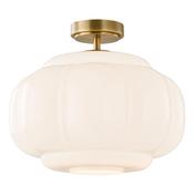elegant antique bronze flush ceiling light with scalloped opal glass - Stillorgan Decor image