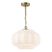 elegant antique bronze pendant with scalloped opal glass - Stillorgan Decor image