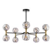striking matt black ten light semi flush ceiling light with smoked glass - Stillorgan Decor image