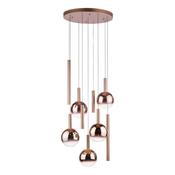 sculptural matt copper nine light LED cluster pendant with bronze ombre glass - Stillorgan Decor image