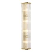 elegant natural brass four light bathroom wall light with glass rods - Stillorgan Decor image