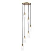 statement antique bronze six light cluster pendant with ribbed glass - Stillorgan Decor image