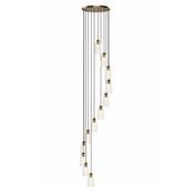statement antique bronze twelve light cluster pendant with ribbed glass - Stillorgan Decor image