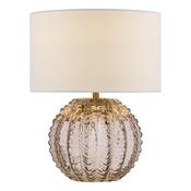 elegant smoked tea glass table lamp with antique brass and white linen shade - Stillorgan Decor image
